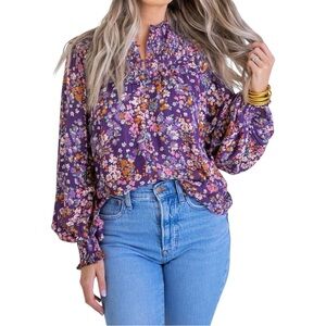 Karlie Multicolor Floral‎ Blouse Long Sleeves